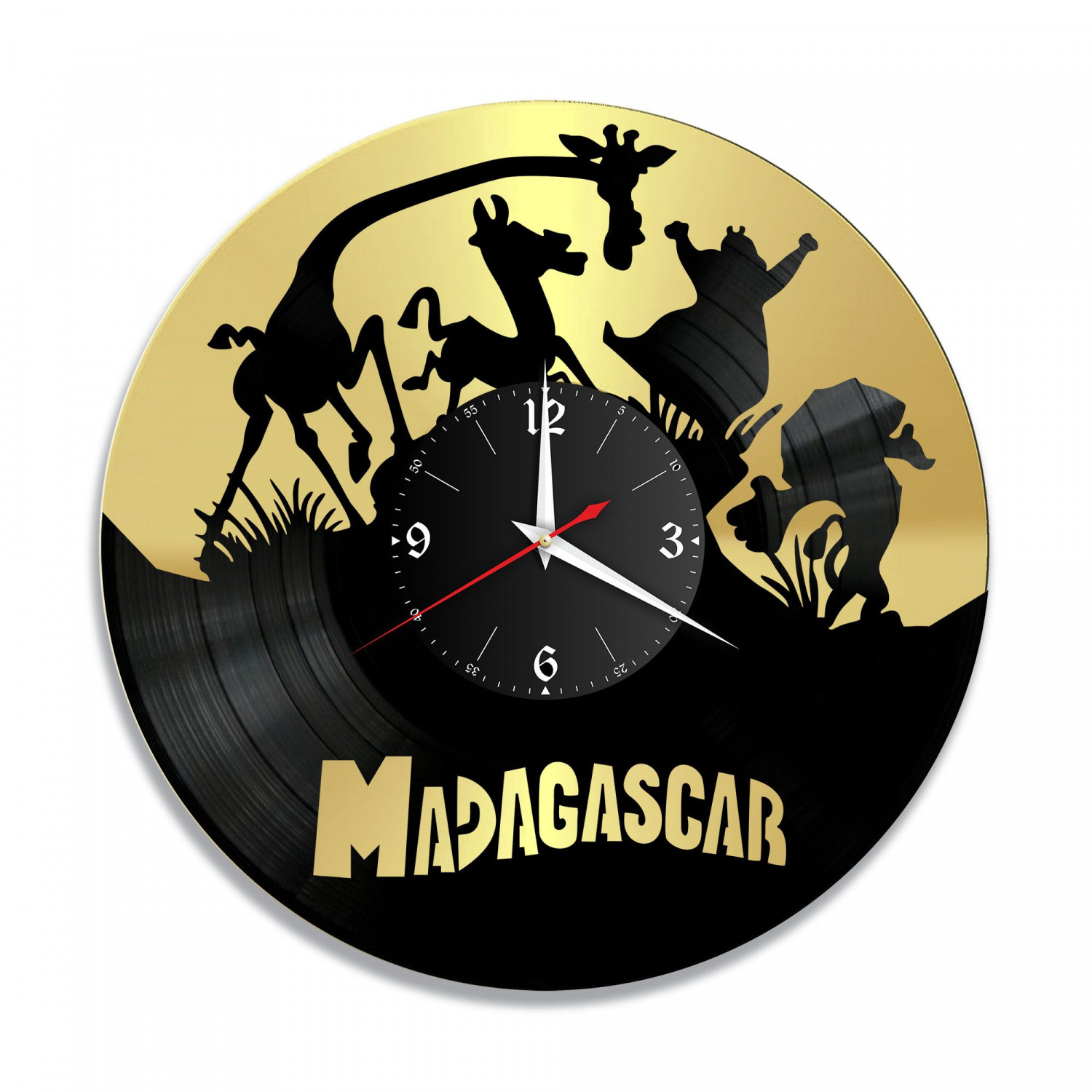 Часы настенные "м/ф Мадагаскар, золото" из винила, №1 VC-12041-1