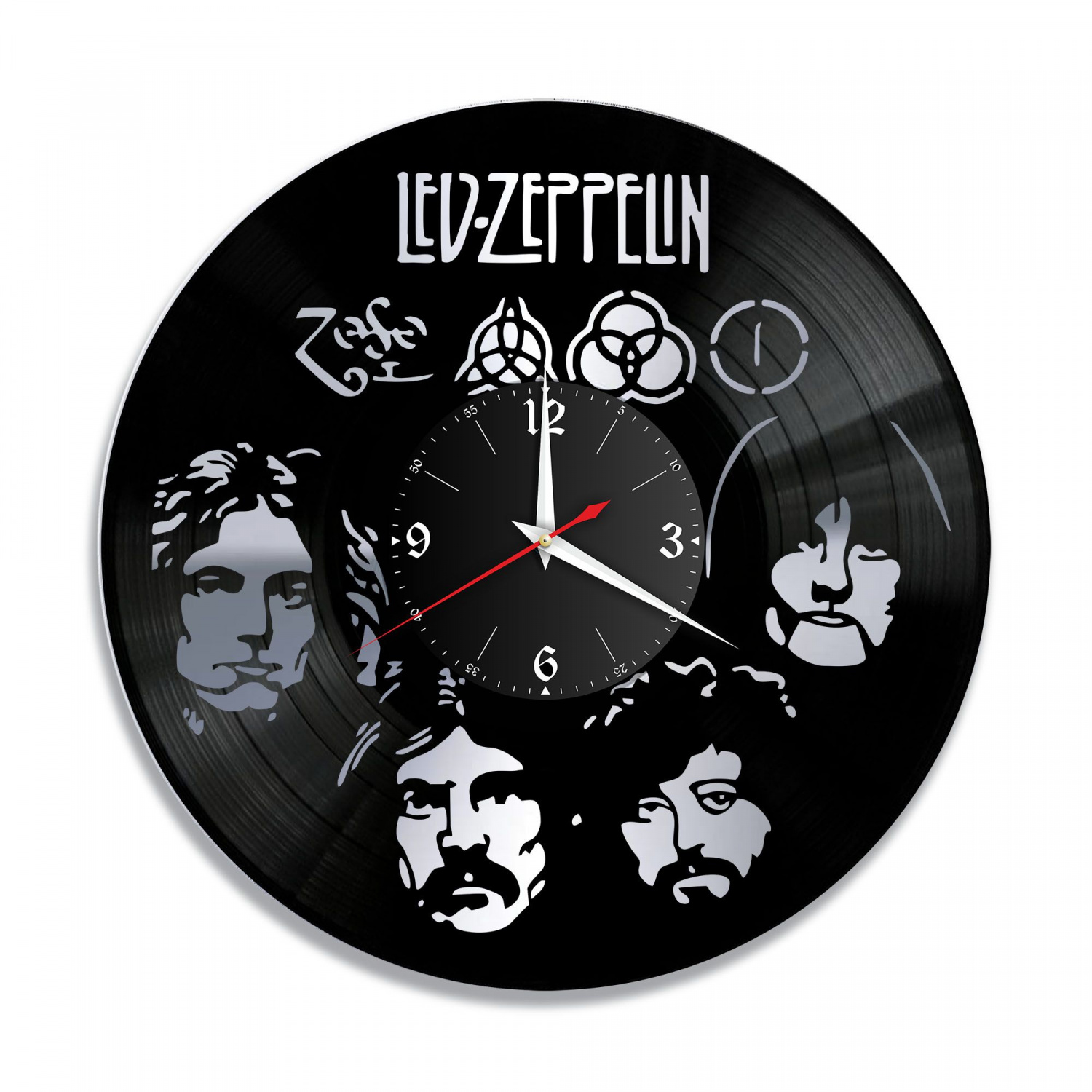 Часы настенные "группа Led Zeppelin, серебро" из винила, №1 VC-10106-2