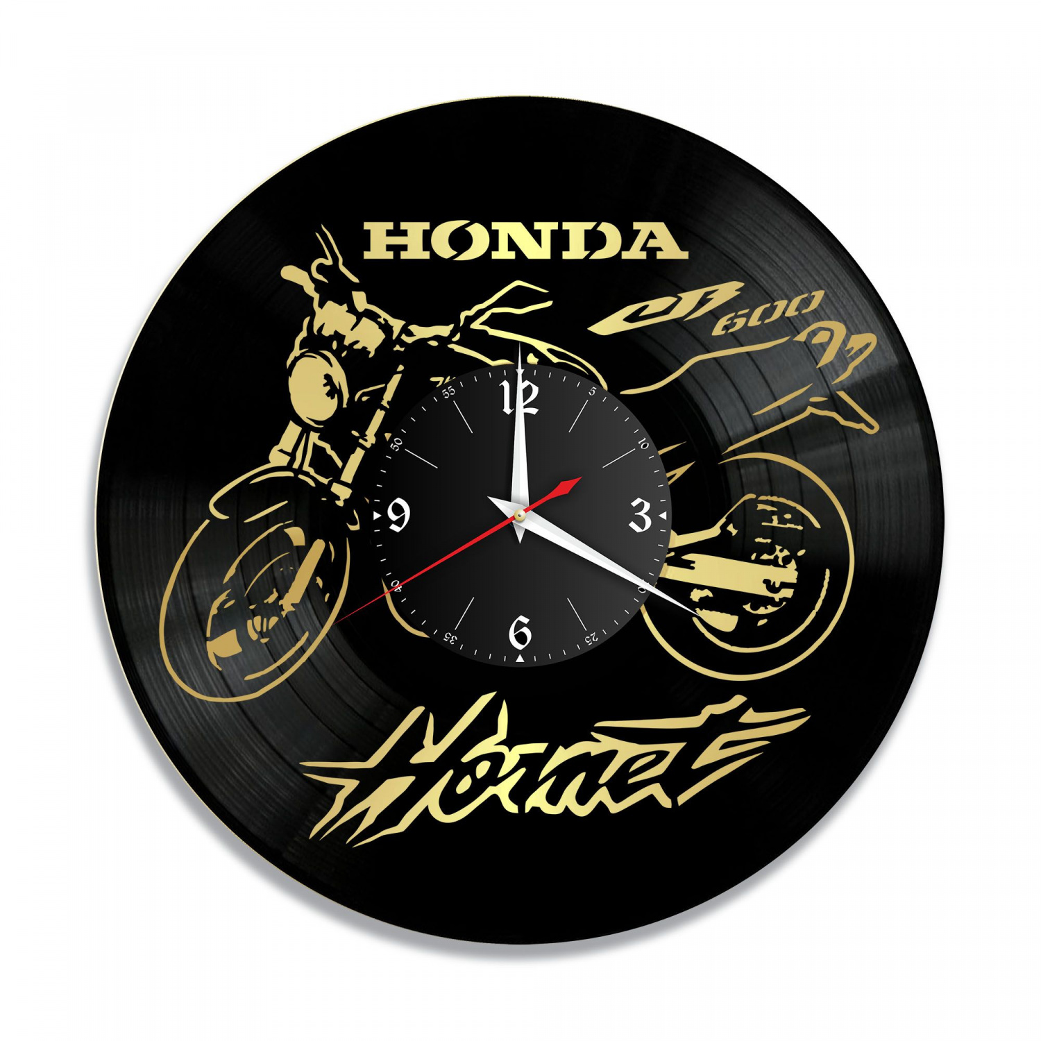 Часы настенные "Мото (Honda CB 600 F Hornet), золото" из винила, №16 VC-10444-1