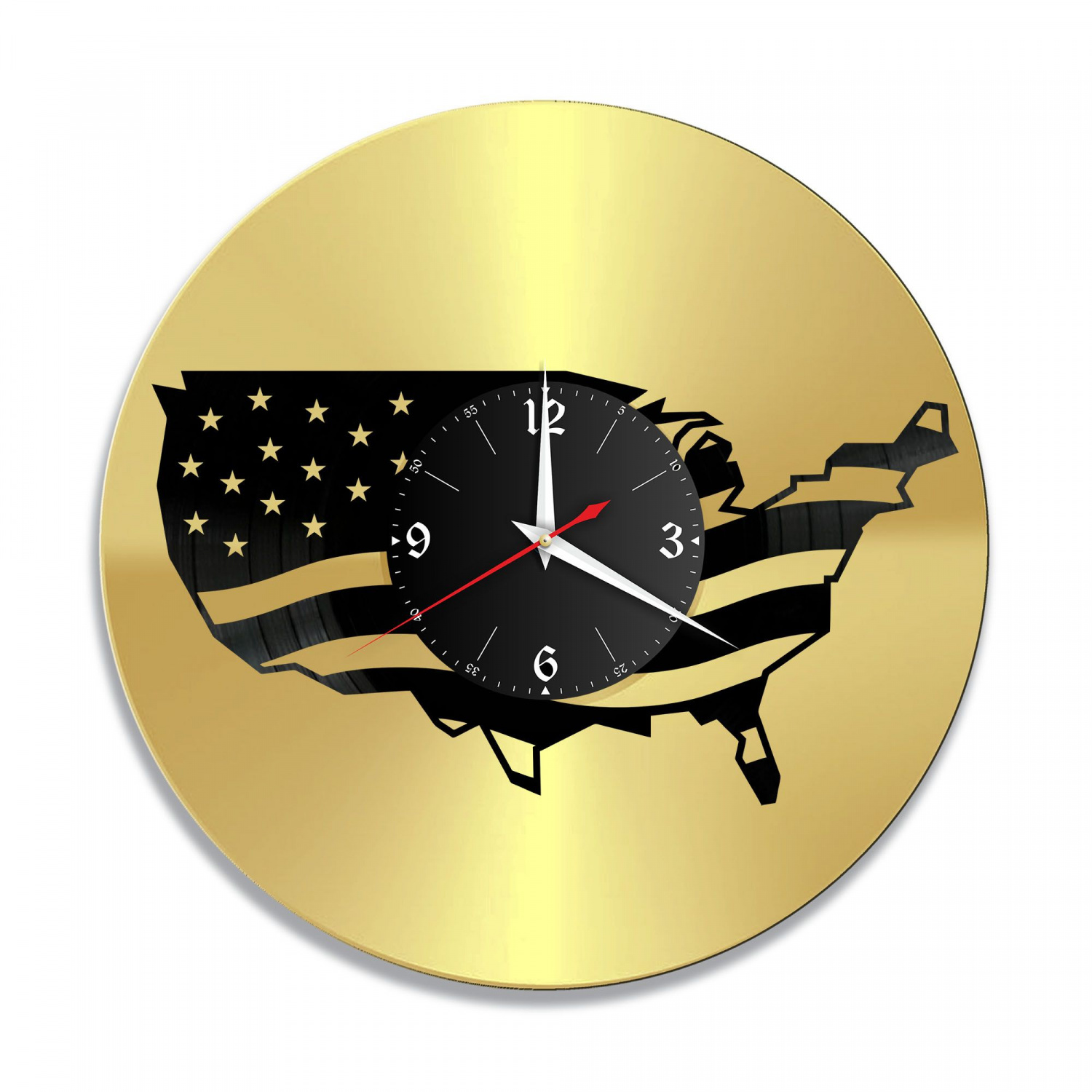 Часы настенные "США, золото" из винила, №1 VC-10489-1