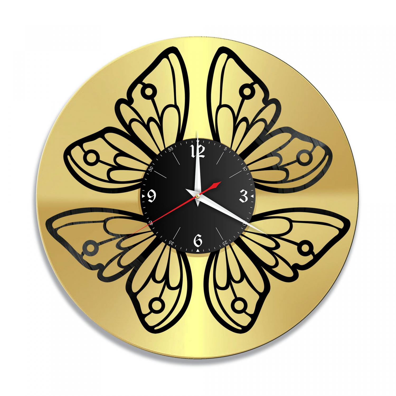 Часы настенные "Бабочки, золото" из винила, №2 VC-10996-1