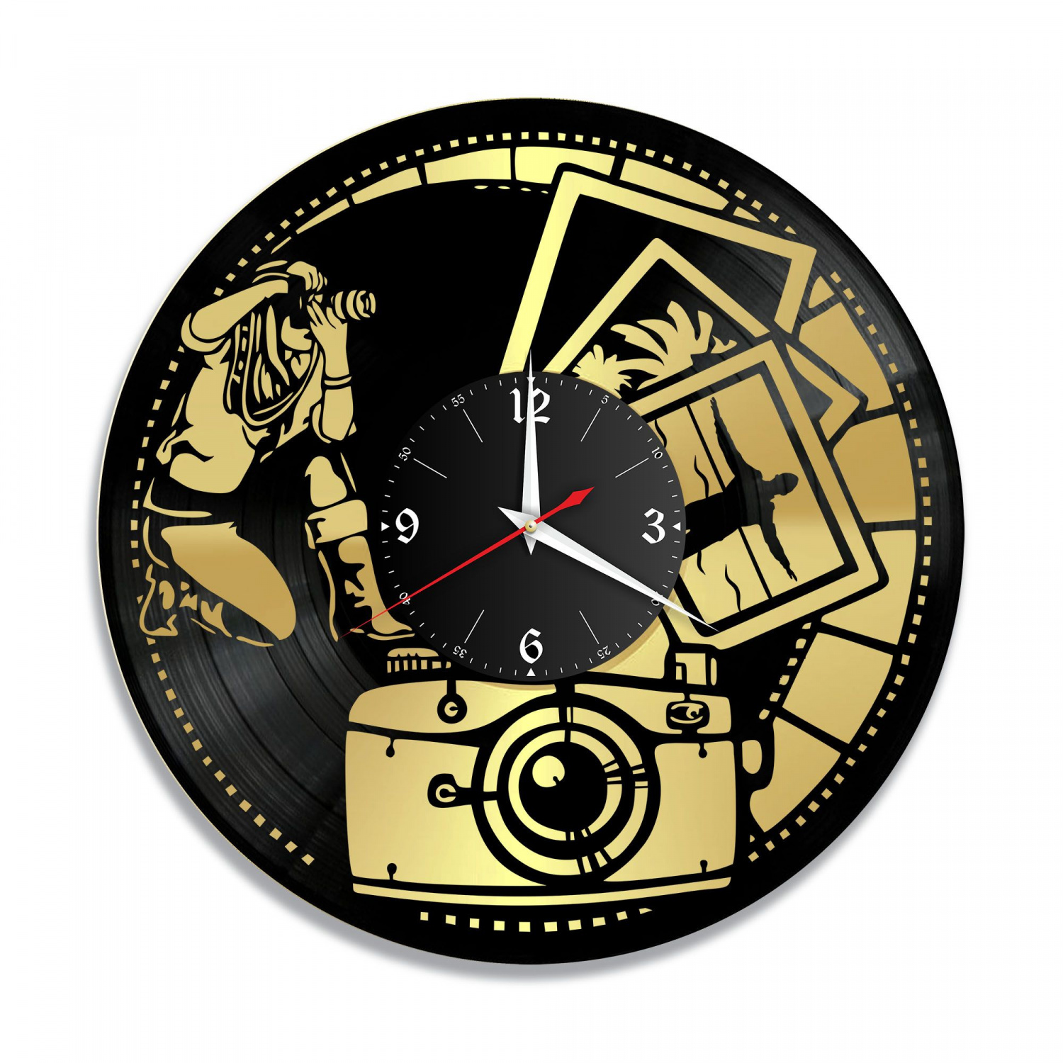 Часы настенные "Фотограф, золото" из винила, №1 VC-10656-1