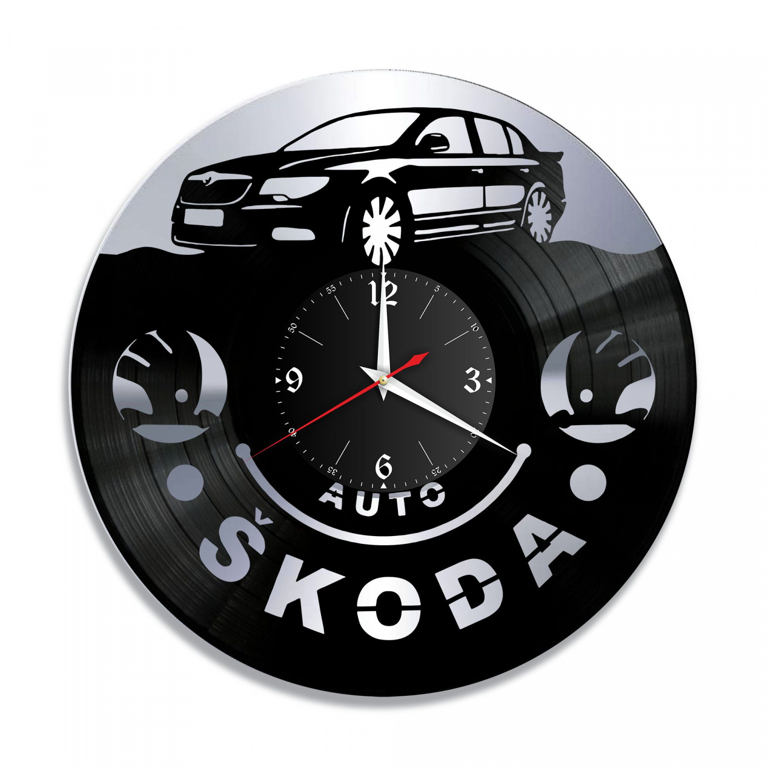 Часы настенные "Skoda, серебро" из винила, №1 VC-10427-2