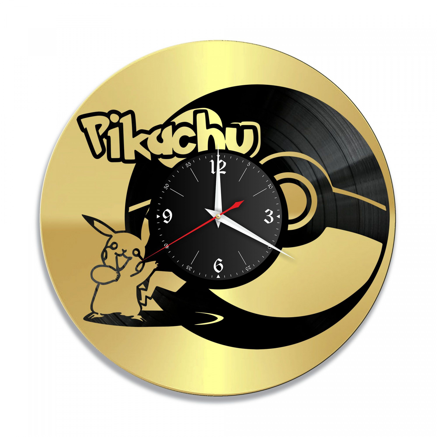 Часы настенные "Покемон (Пикачу), золото" из винила, №2 VC-10342-1