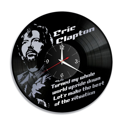 Часы настенные "Eric Clapton, серебро" из винила, №1