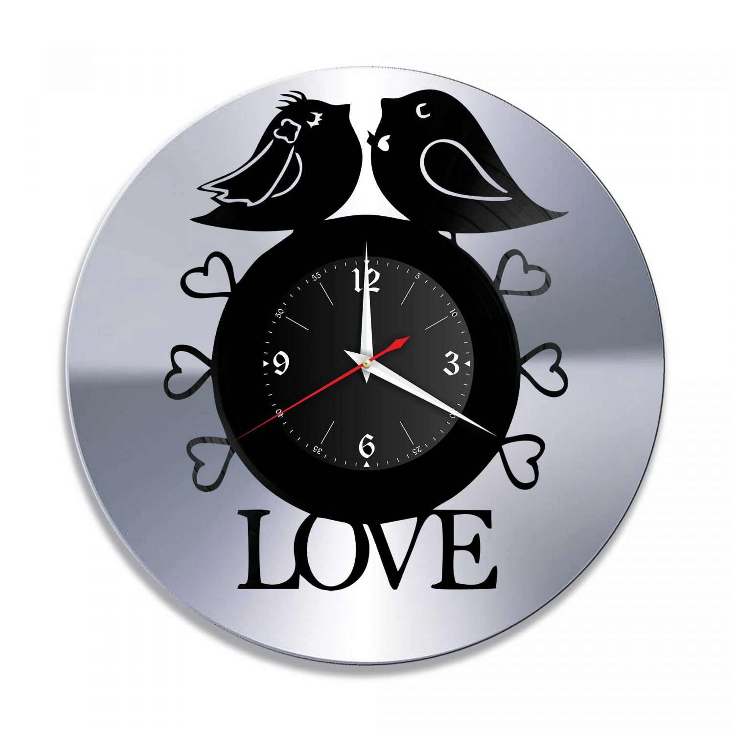 Часы настенные "Любовь, серебро" из винила, №3 VC-10695-2