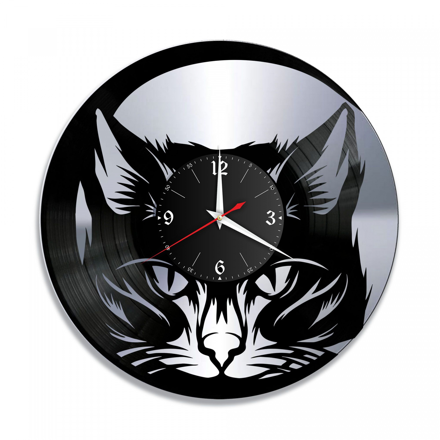 Часы настенные "Коты, серебро" из винила, №3 VC-10714-2