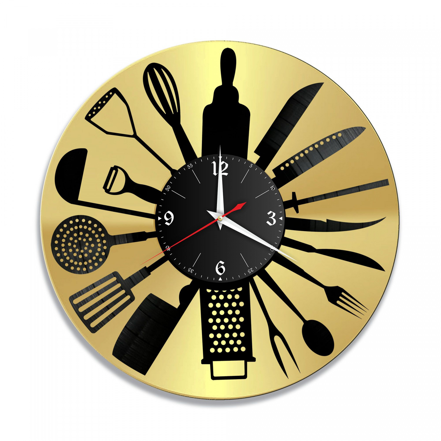 Часы настенные "Кухня, золото" из винила, №4 VC-10608-1