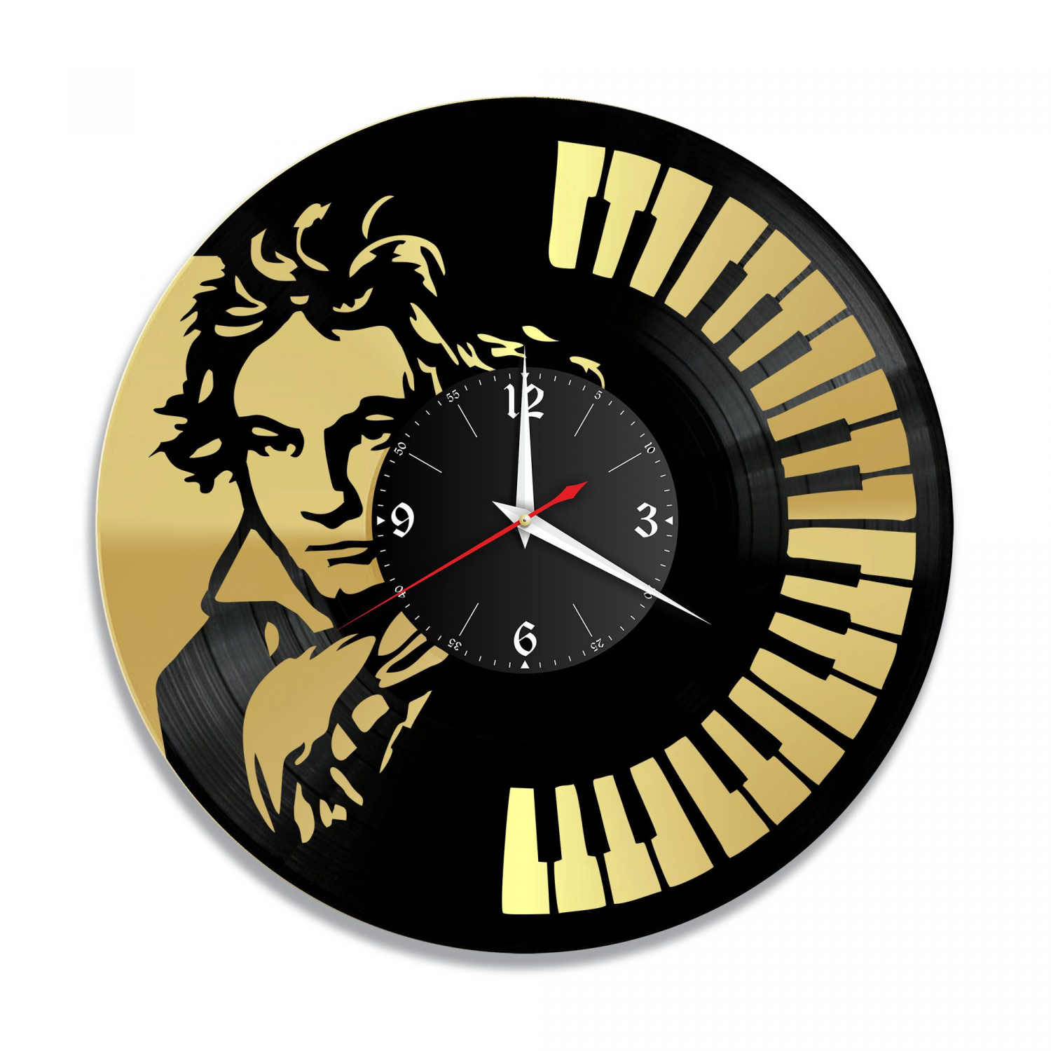 Часы настенные "Людвиг ван Бетховен, золото" из винила, №1 VC-10261-1