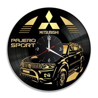 Часы настенные "Mitsubishi Pajero Sport, золото" из винила, №2