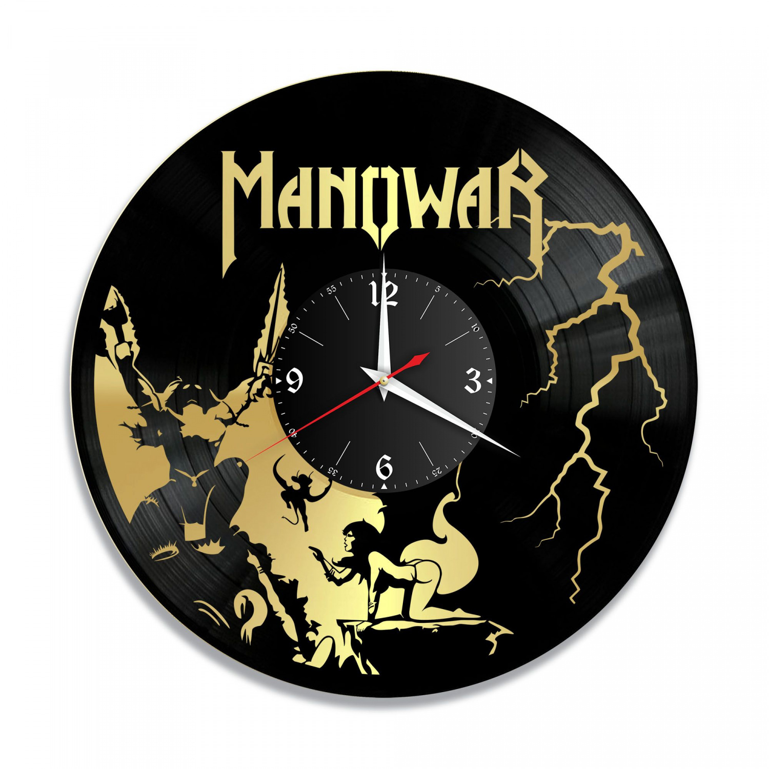 Часы настенные "группа Manowar, золото" из винила, №2 VC-10115-1