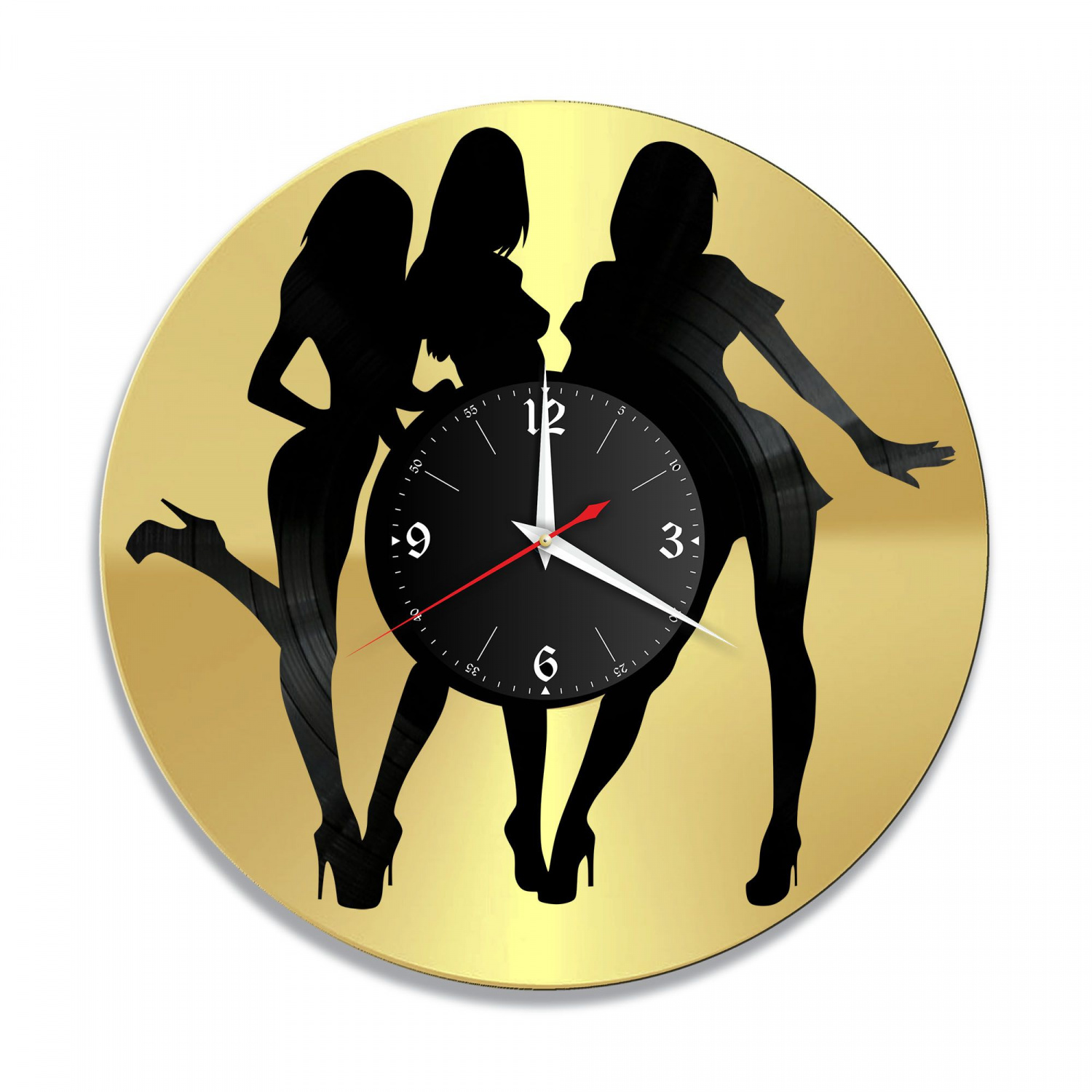 Часы настенные "3 девушки, золото" из винила, №1 VC-10685-1