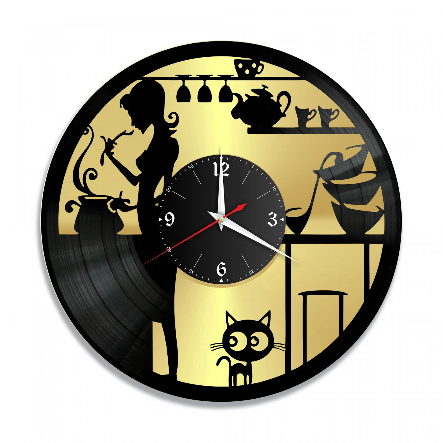 Часы настенные "Кухня, золото" из винила, №2 VC-10606-1