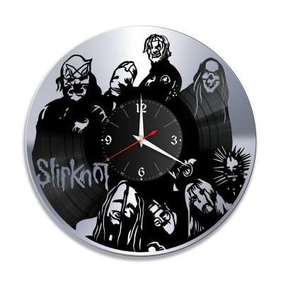 Часы настенные "группа Slipknot, серебро" из винила, №5