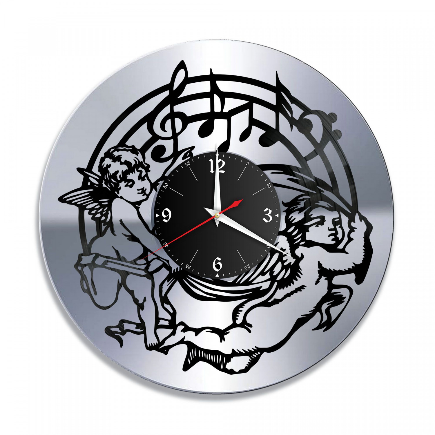 Часы настенные "Музыка, серебро" из винила, №18 VC-10888-2