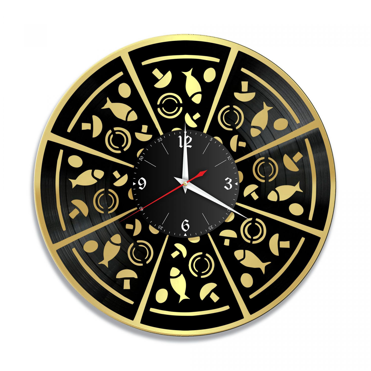 Часы настенные "Пиццерия, золото" из винила, №1 VC-10595-1