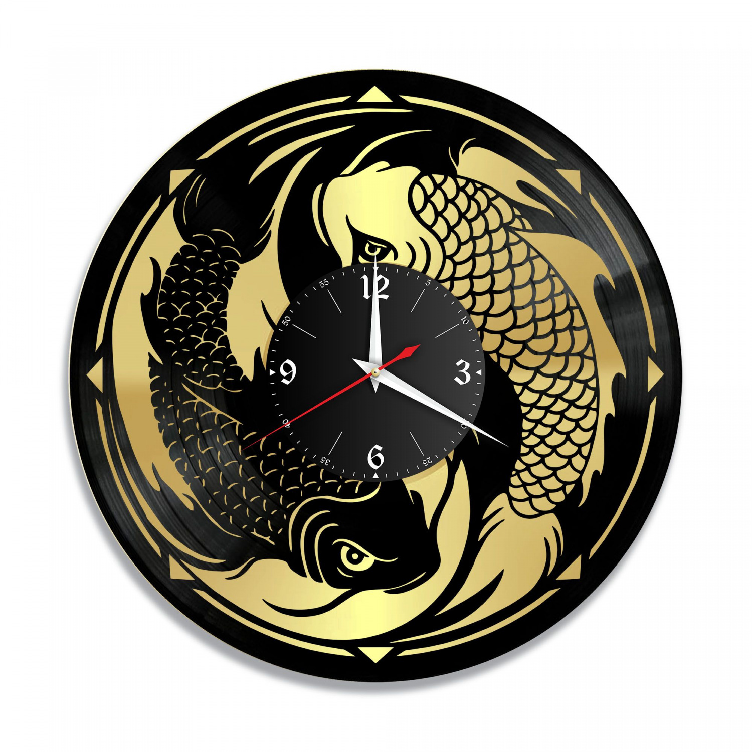 Часы настенные "Рыбы, золото" из винила, №1 VC-10400-1