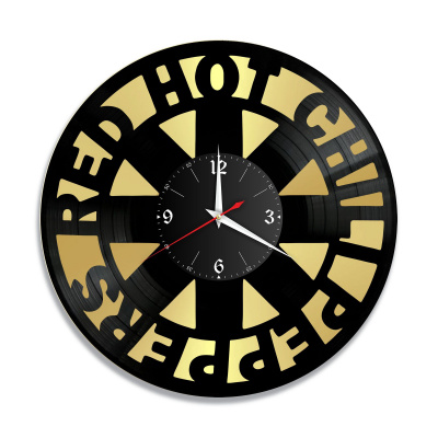 Часы настенные "группа Red Hot Chili Peppers, золото" из винила, №2