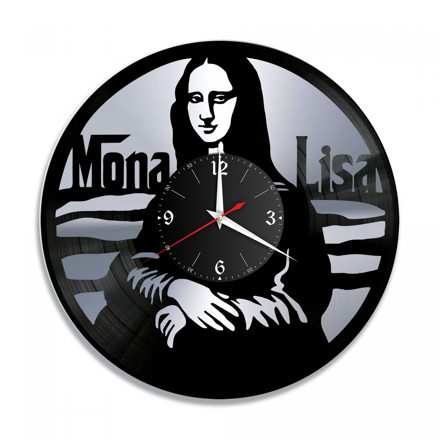 Часы настенные "Мона Лиза (Джоконда), серебро" из винила, №1 VC-10761-2