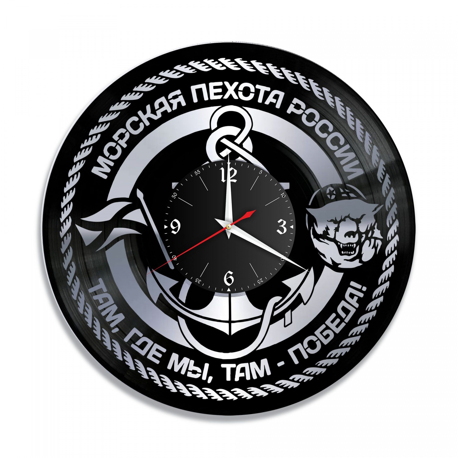 Часы настенные "Морская Пехота, серебро" из винила, №2 VC-10580-2
