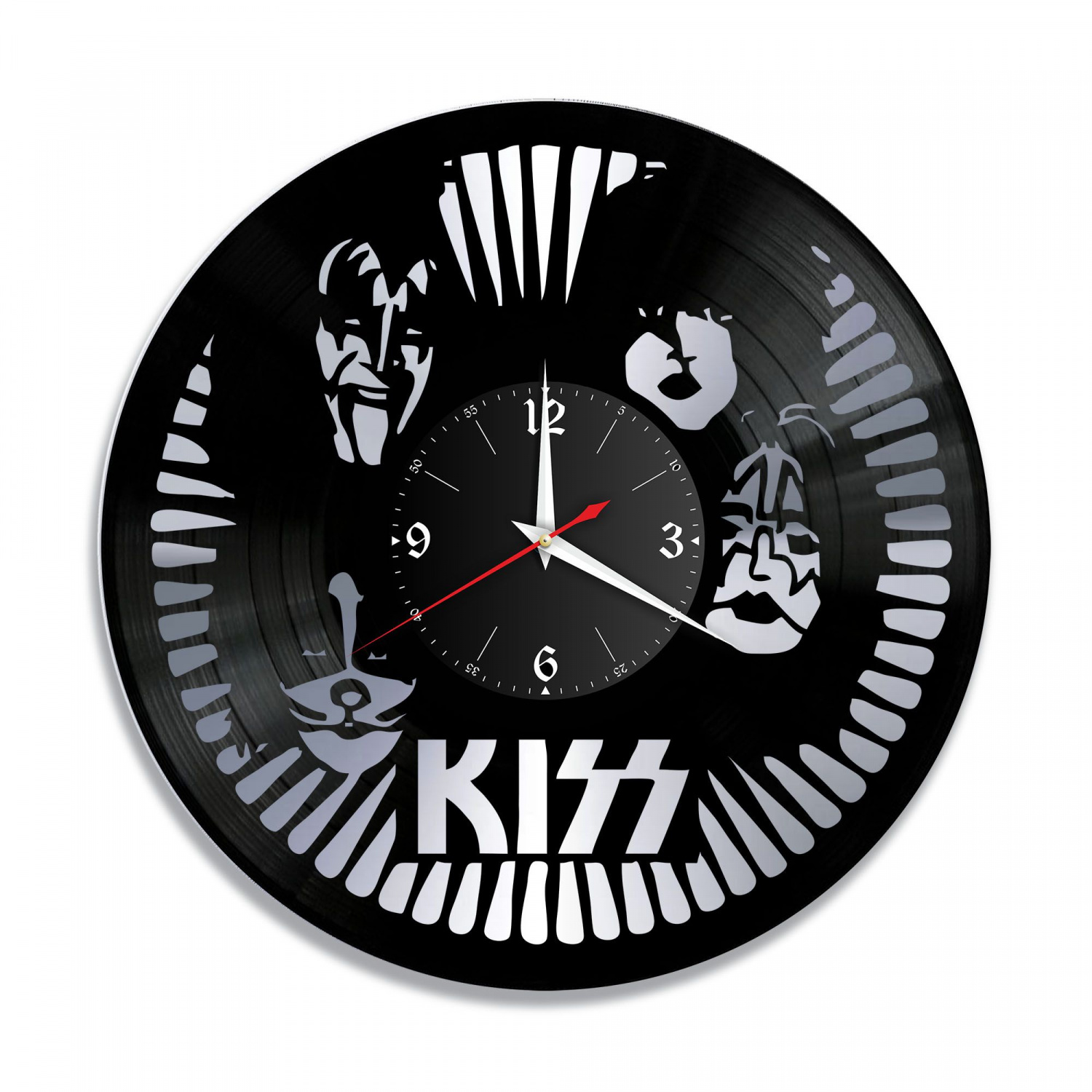 Часы настенные "группа KISS, серебро" из винила, №2 VC-10104-2