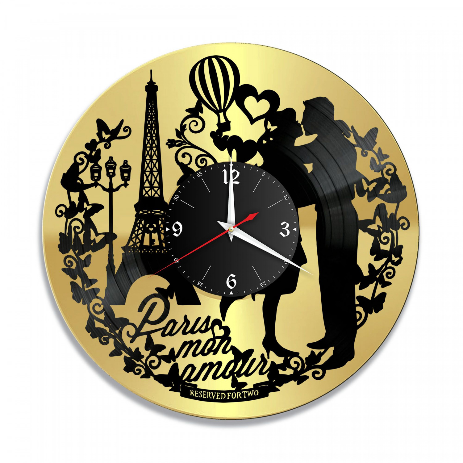 Часы настенные "город Париж, золото" из винила, №5 VC-10485-1