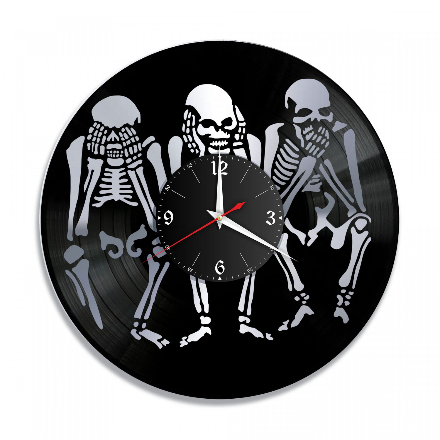 Часы настенные "Скелеты, серебро" из винила, №1 VC-10797-2