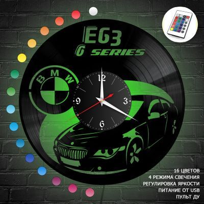 Часы с подсветкой "BMW X6 E63" из винила, №6