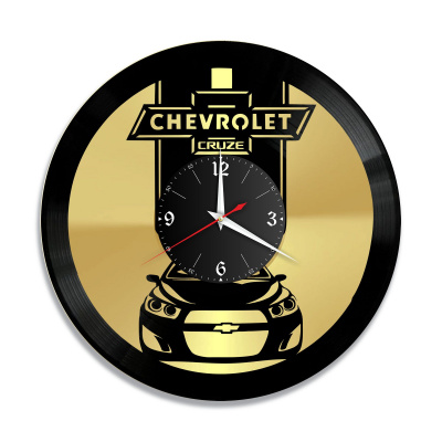 Часы настенные "Chevrolet Cruze, золото" из винила, №2