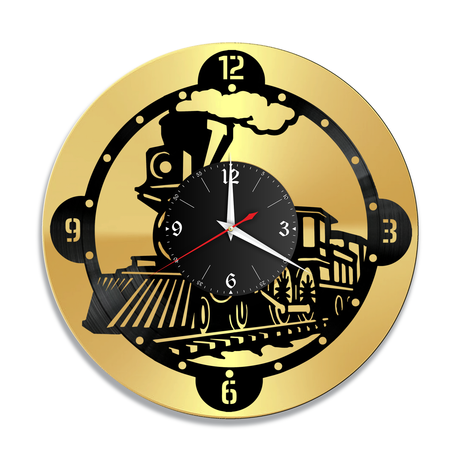 Часы настенные "Поезд, золото" из винила, №3 VC-12145-1