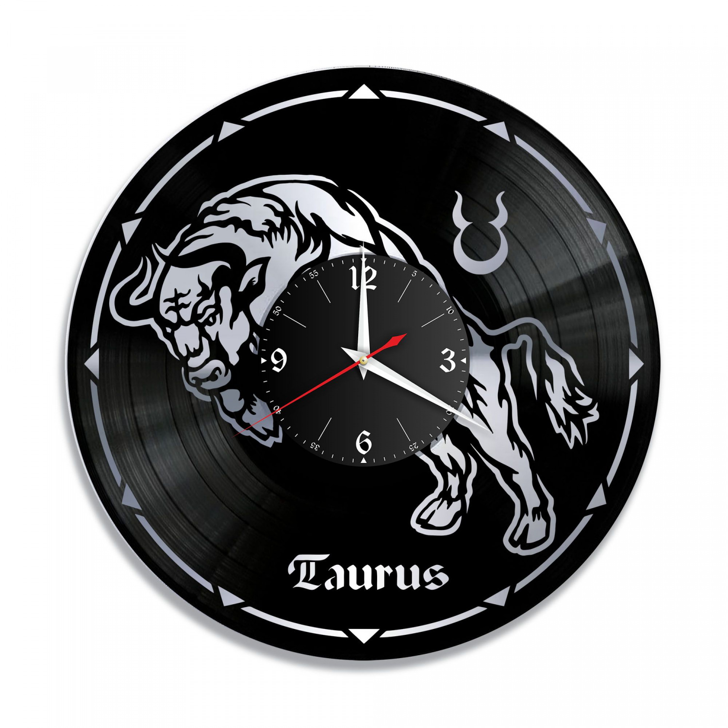 Часы настенные "Знаки Зодиака (Телец), серебро" из винила, №2 VC-10390-2