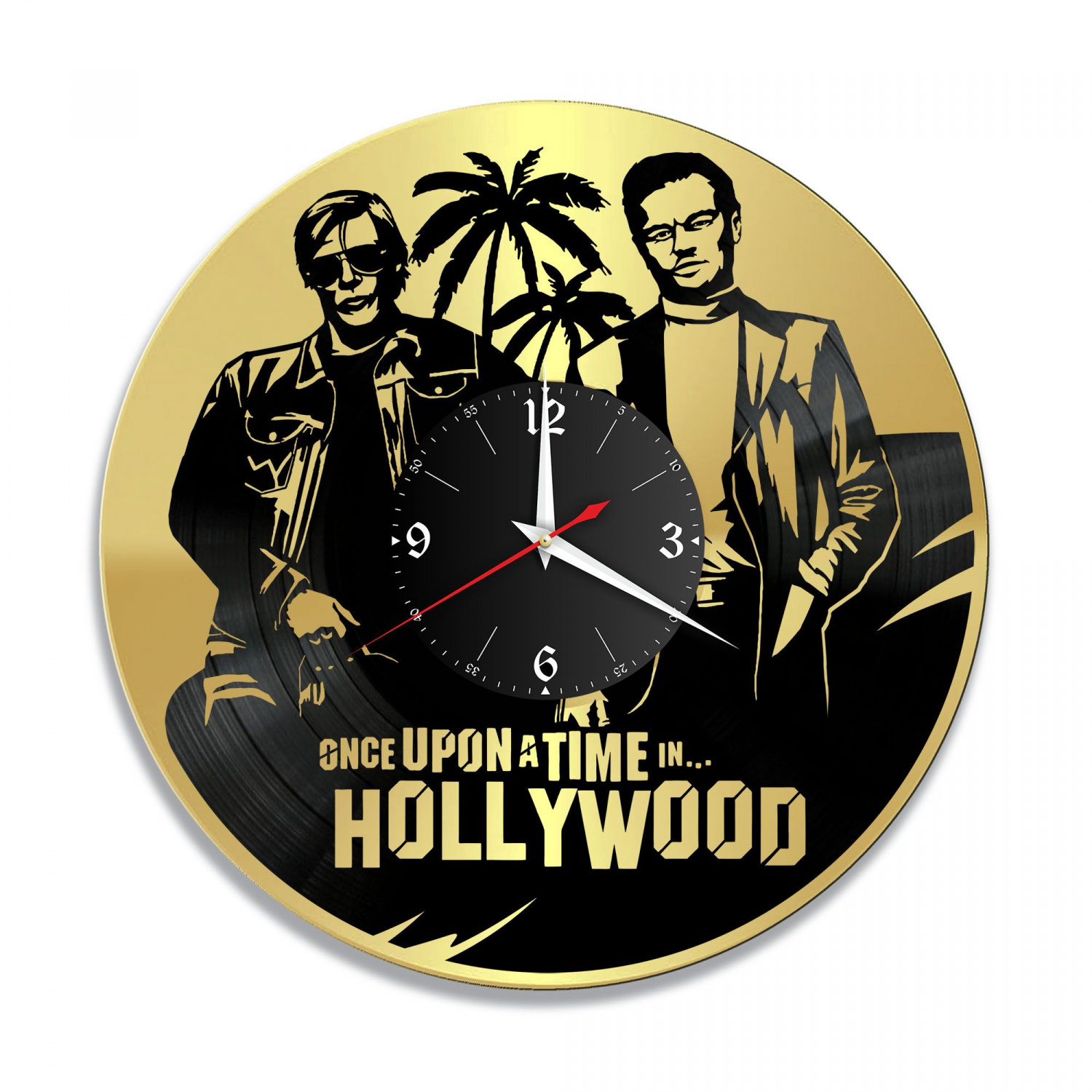 Часы настенные "Однажды в Голливуде EN, золото" из винила, №1 VC-10370-1