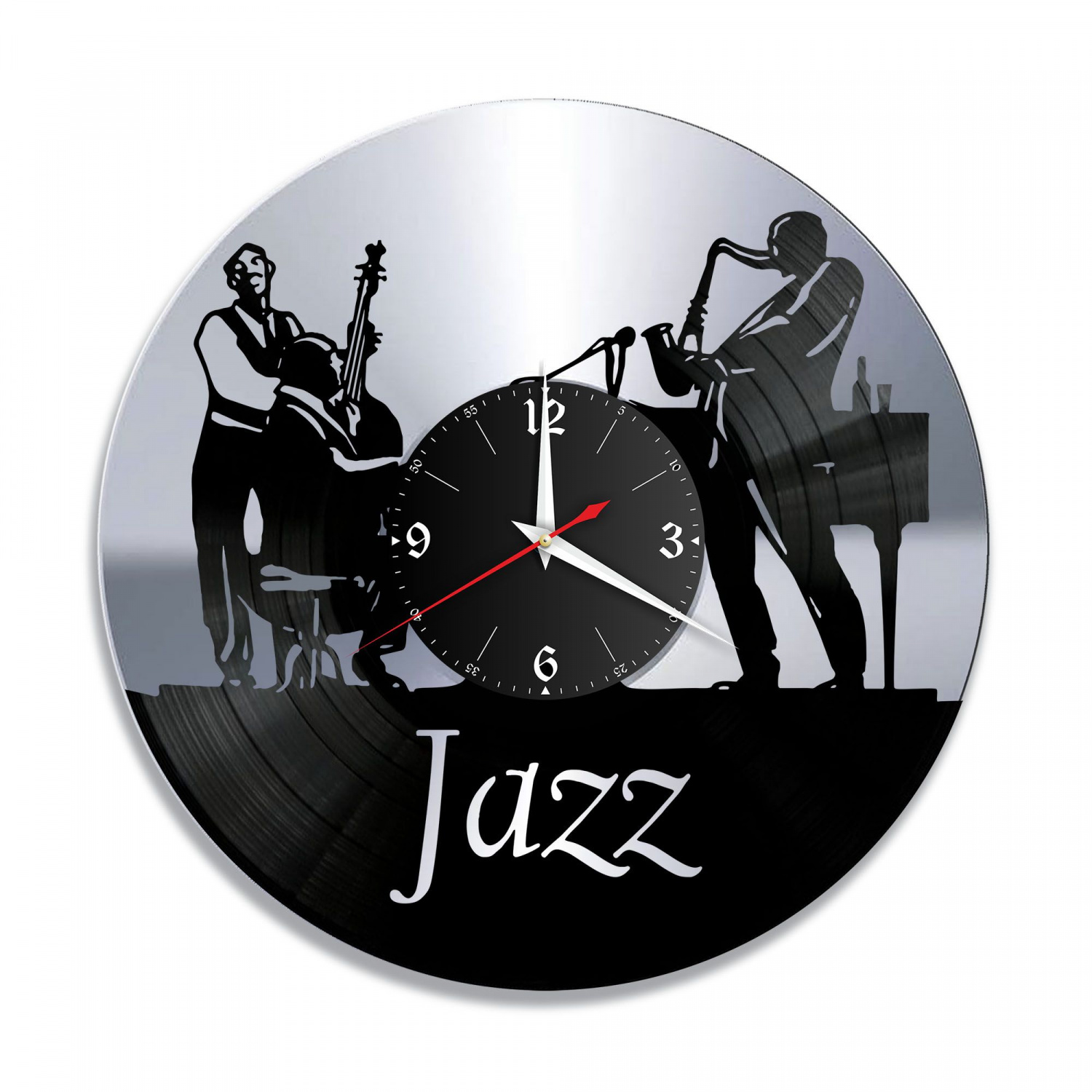 Часы настенные "Музыка (Джаз), серебро" из винила, №16 VC-10886-2