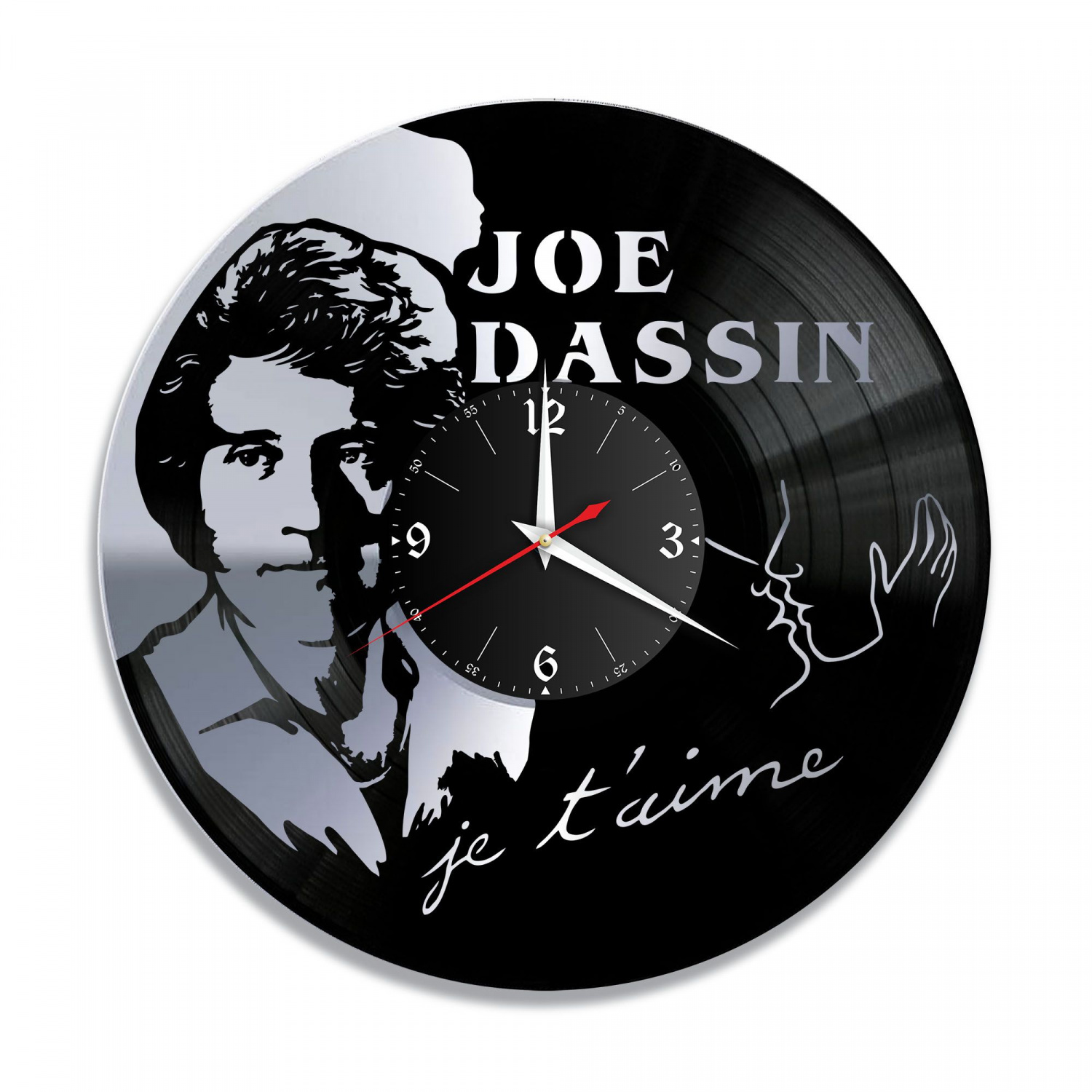 Часы настенные "Джо Дассен, серебро" из винила, №1 VC-12025-2