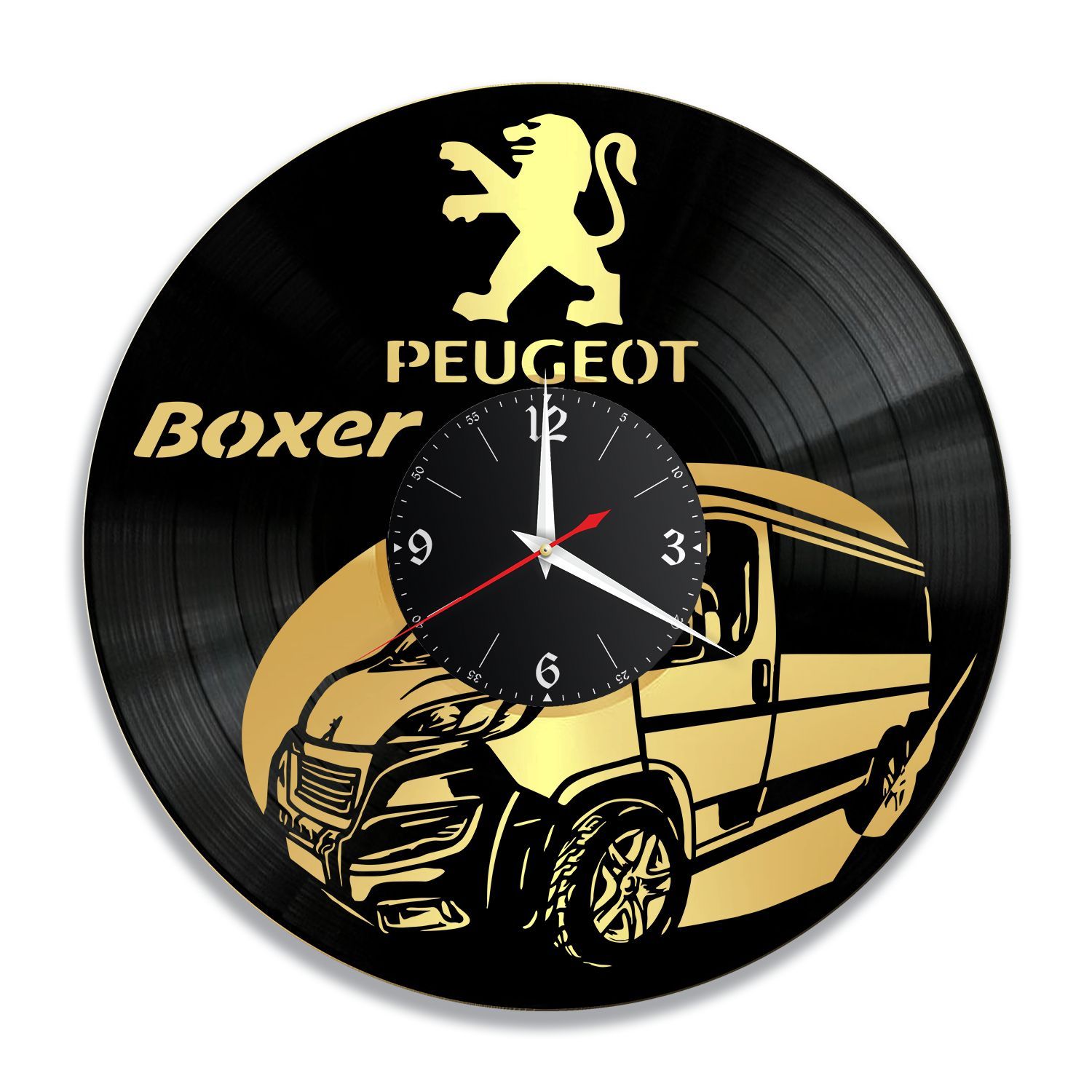 Часы настенные "Пежо Boxer (Peugeot), золото" из винила, №3 VC-12233-1