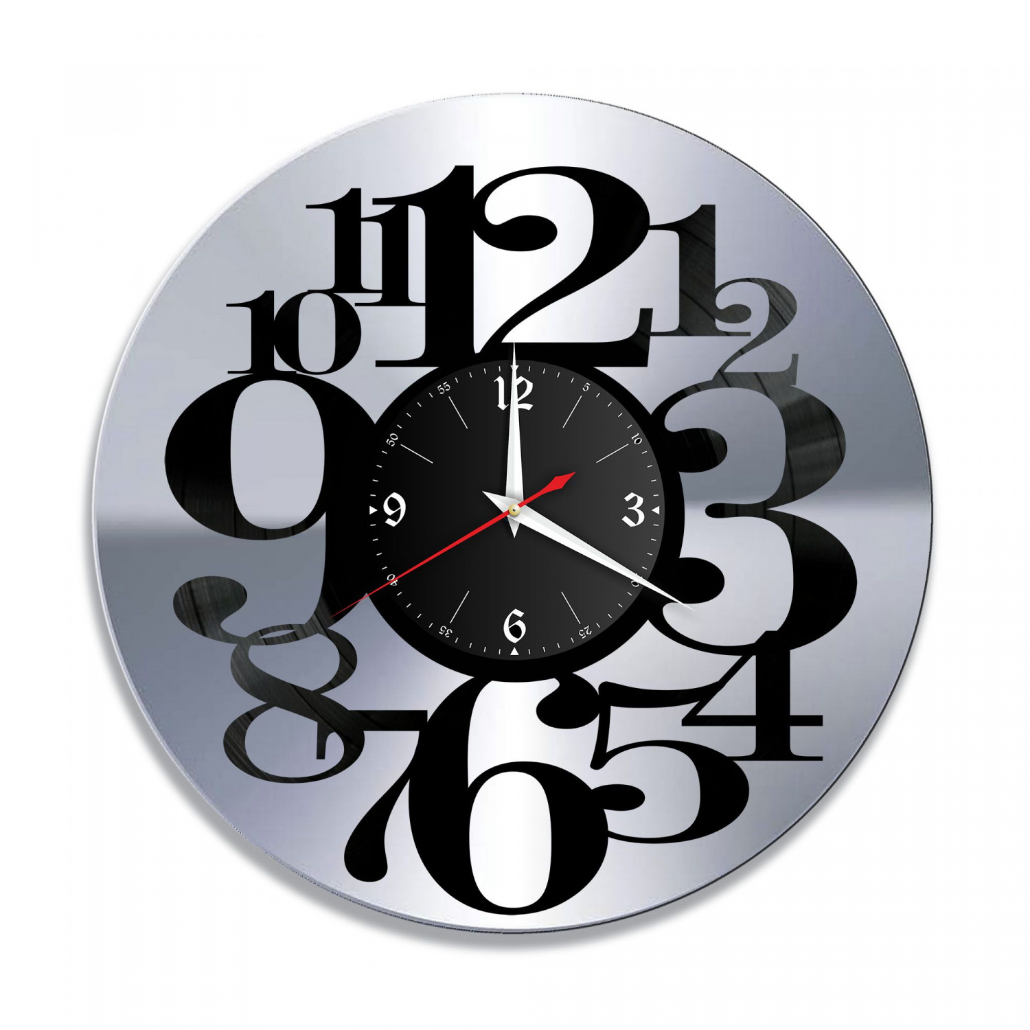 Часы настенные "Цифры, серебро" из винила, №2 VC-10771-2