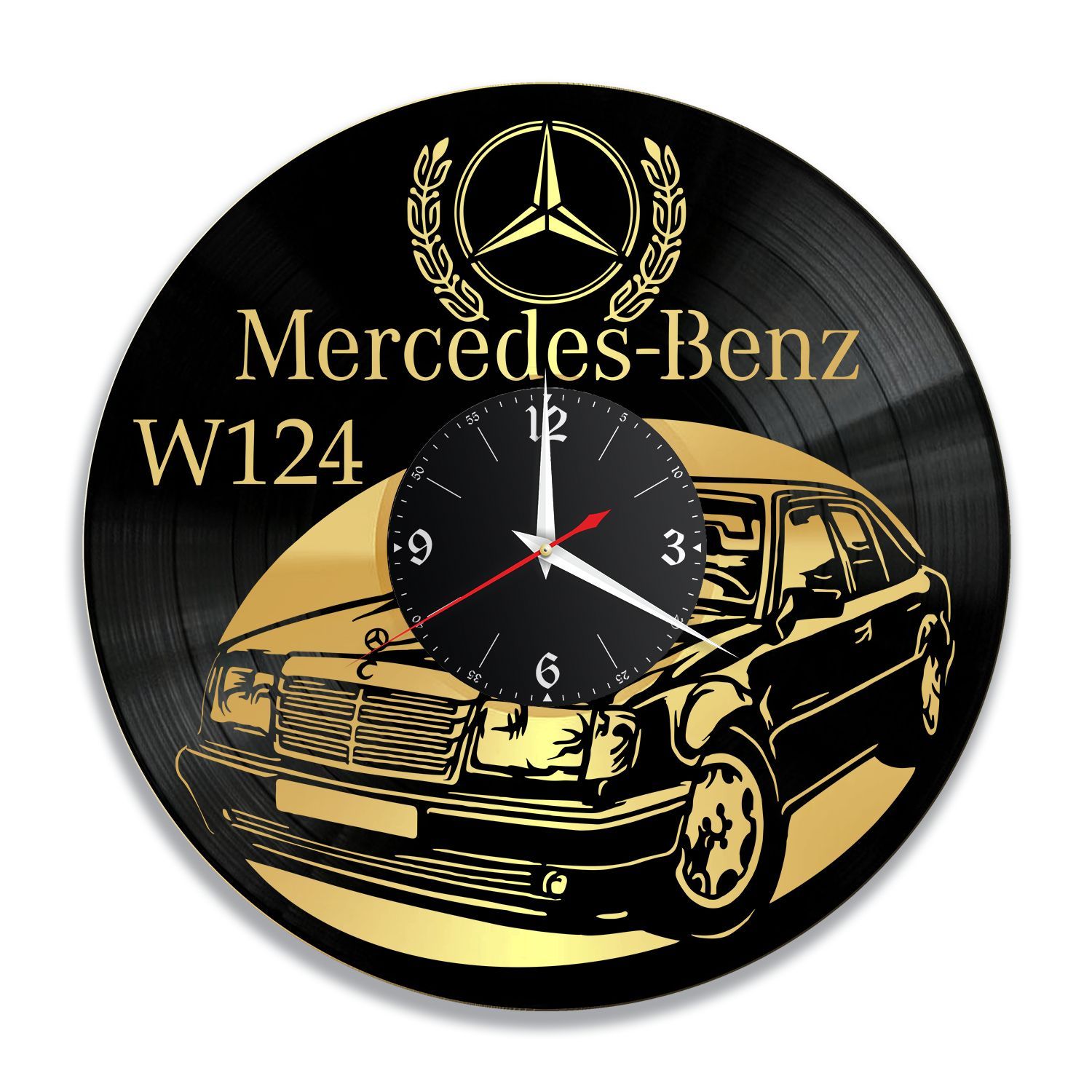 Часы настенные "Mercedes W124, золото" из винила, №9 VC-12249-1