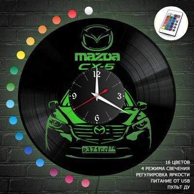 Часы с подсветкой "Mazda CX-5 (Ваш госномер)" из винила, №2