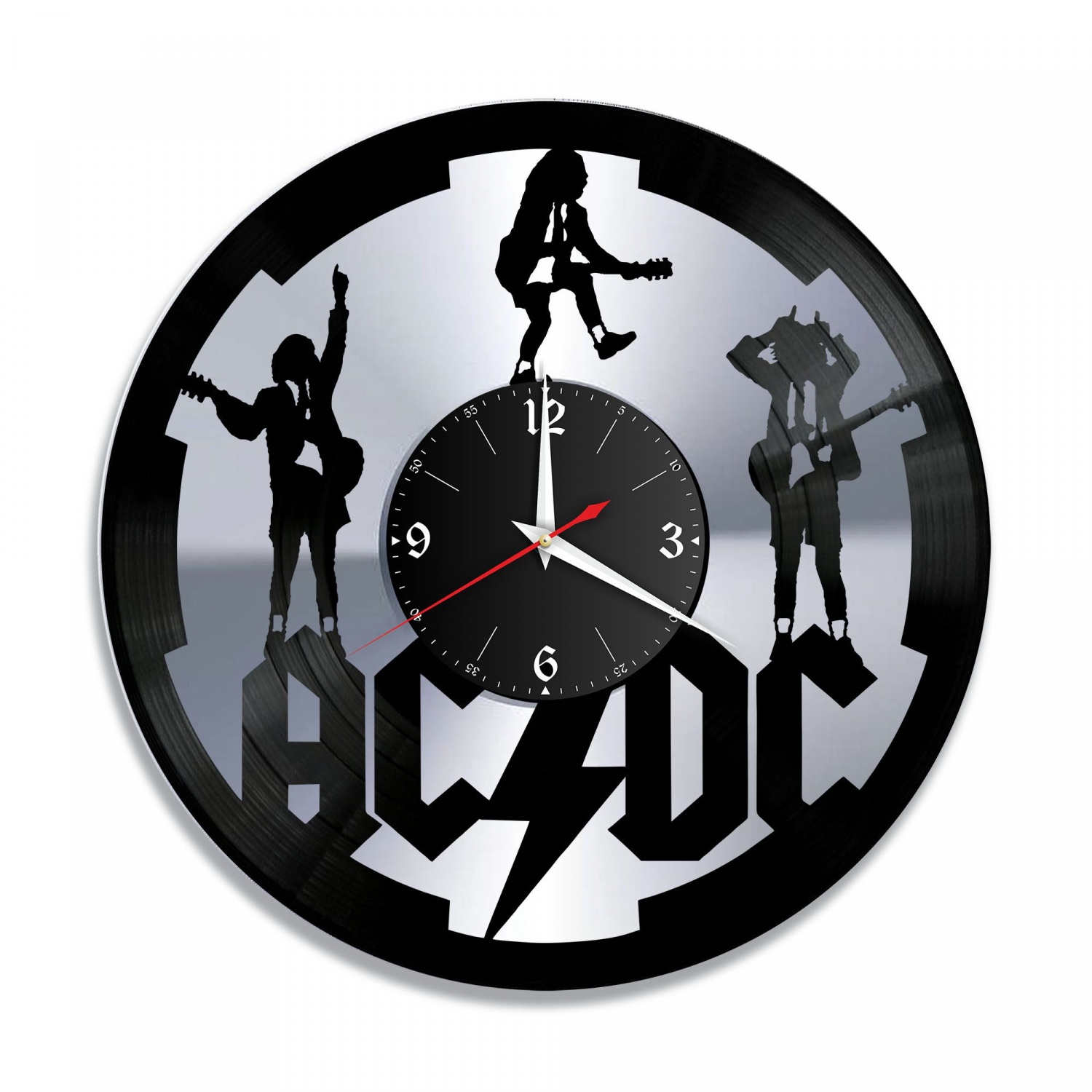 Часы настенные "группа AC DC, серебро" из винила, №4 VC-10074-2