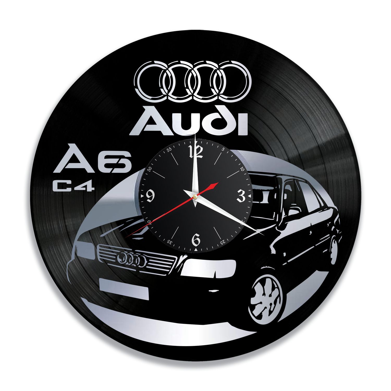 Часы настенные "Ауди A6 C4 (Audi), серебро" из винила, №8 VC-12203-2