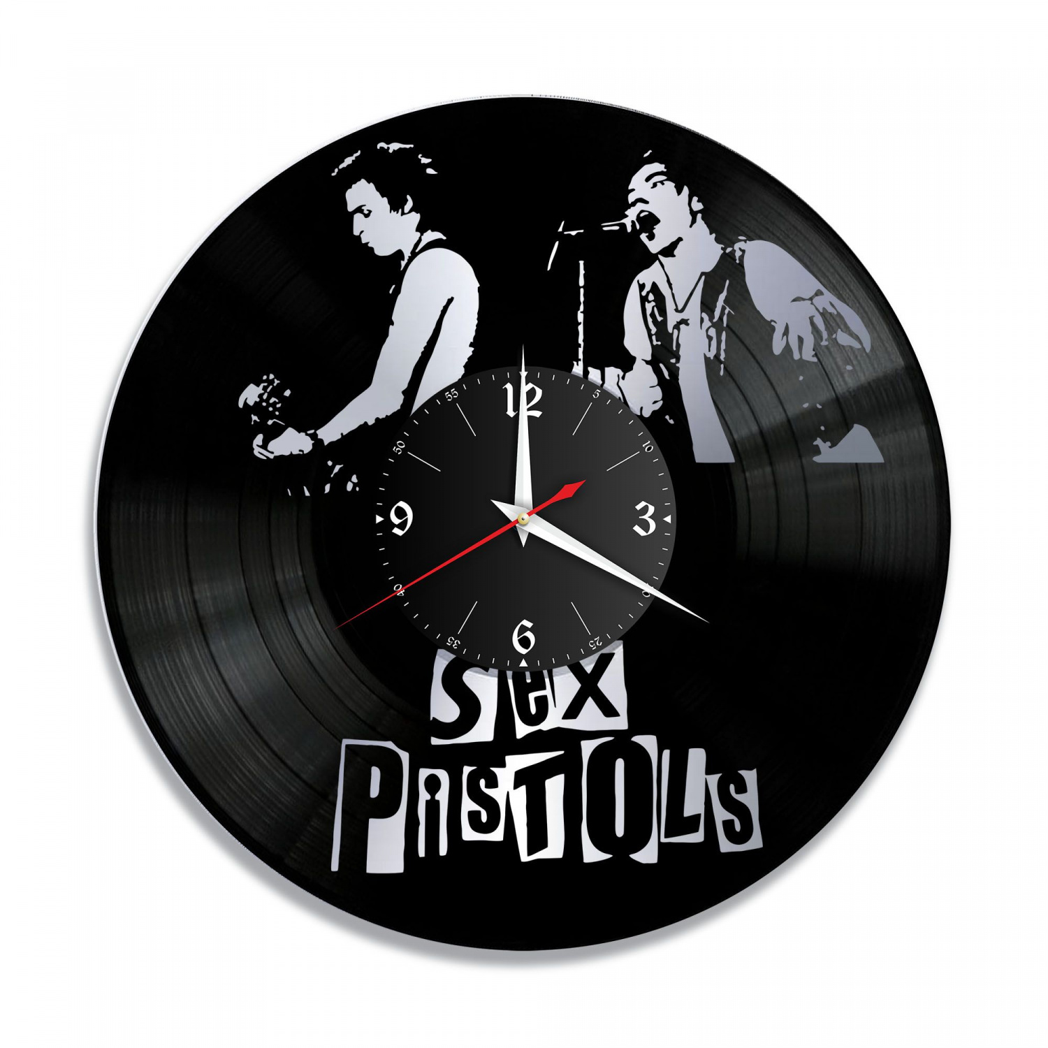 Часы настенные "группа Sex Pistols, серебро" из винила, №1 VC-10159-2