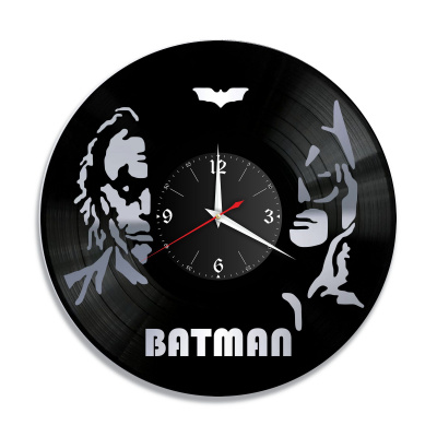 Часы настенные "Бэтмен (Batman), серебро" из винила, №1