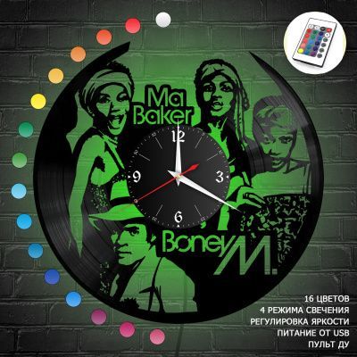 Часы с подсветкой "Boney M. (Бони М)" из винила, №1