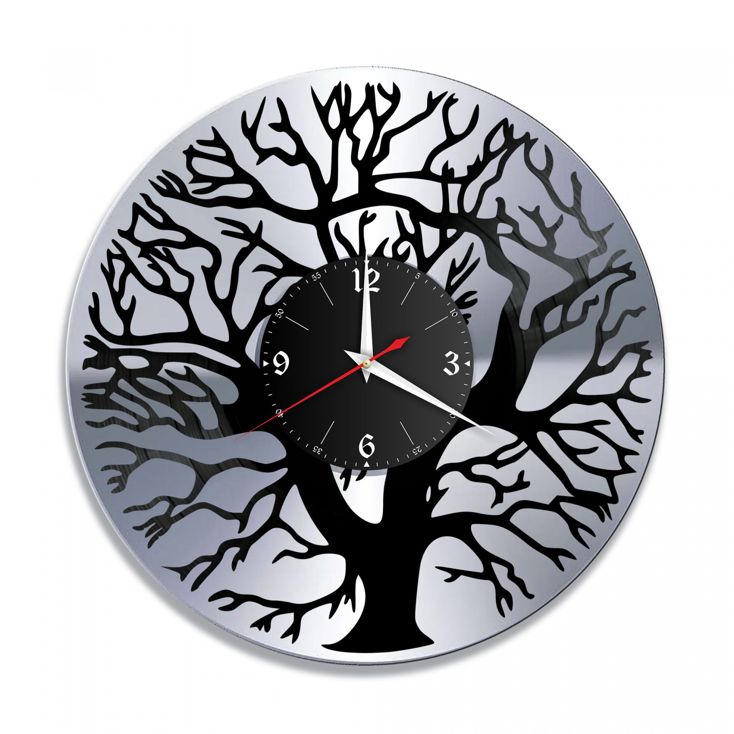 Часы настенные "Дерево Жизни, серебро" из винила, №2 VC-11001-2