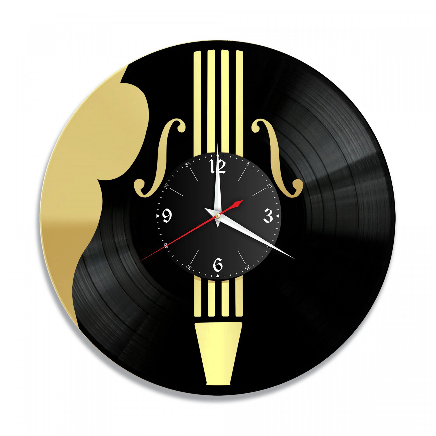 Часы настенные "Музыка (Виолончель), золото" из винила, №26 VC-10942-1