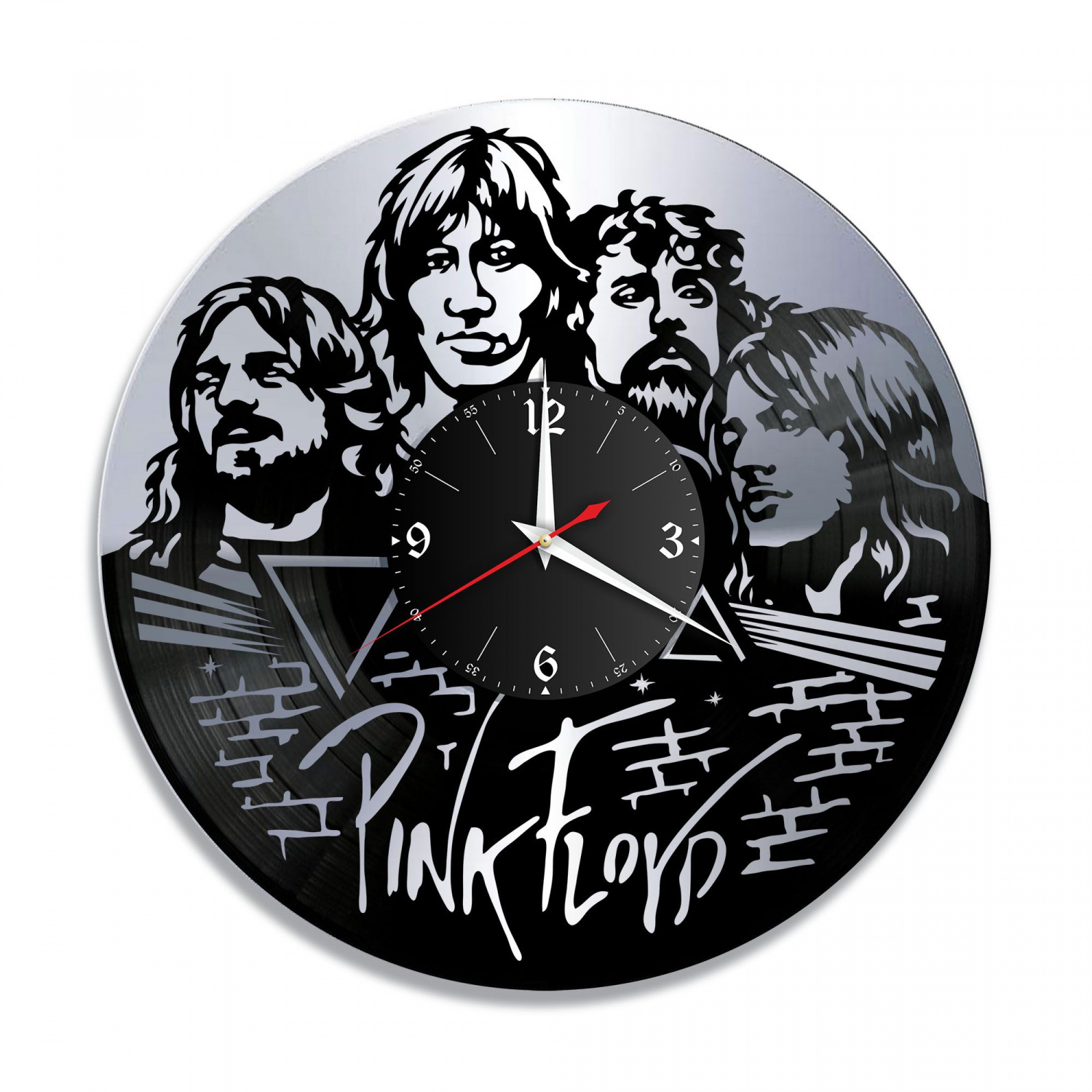 Часы настенные "группа Pink Floyd, серебро" из винила, №1 VC-10133-2