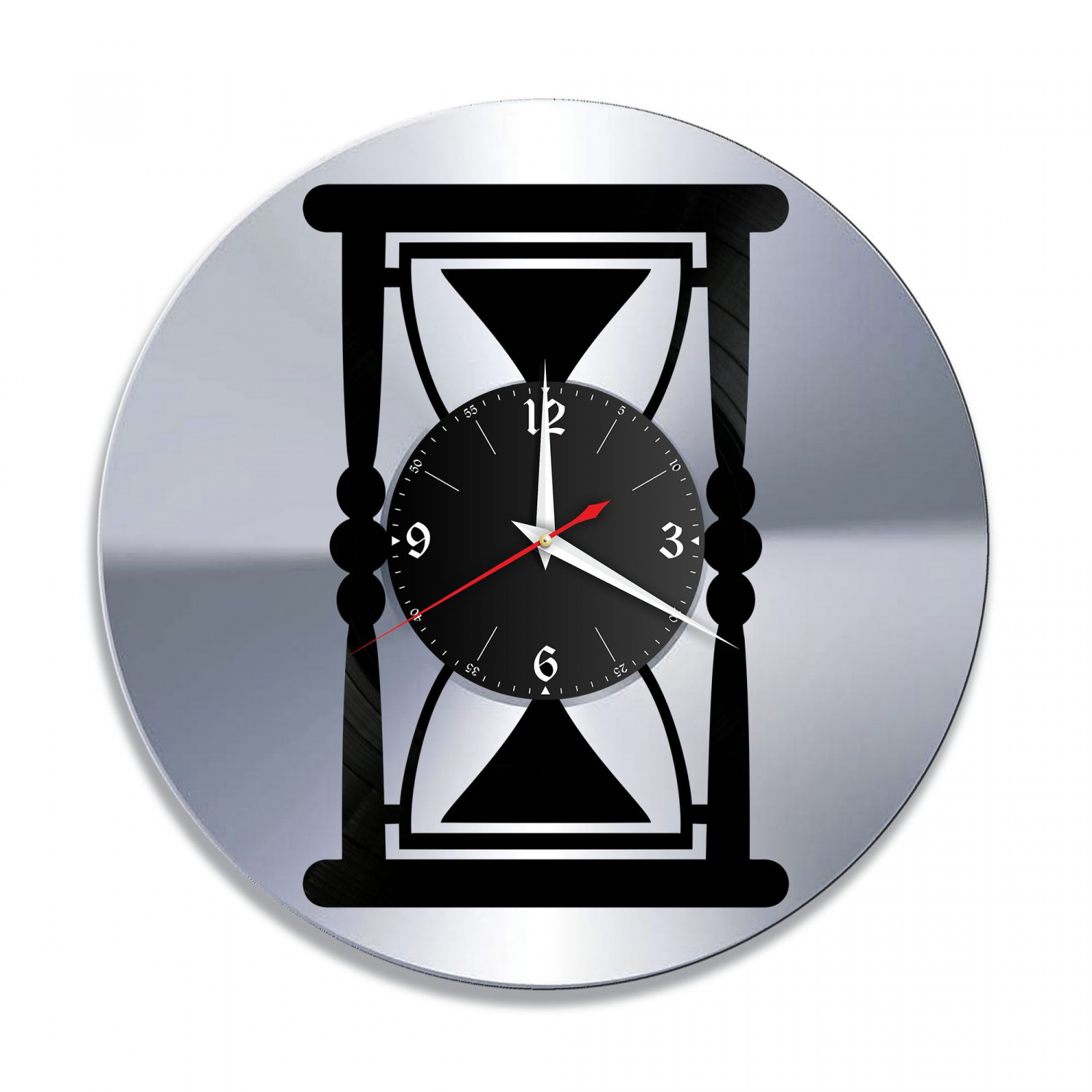Часы настенные "Песочные часы, серебро" из винила, №1 VC-10794-2
