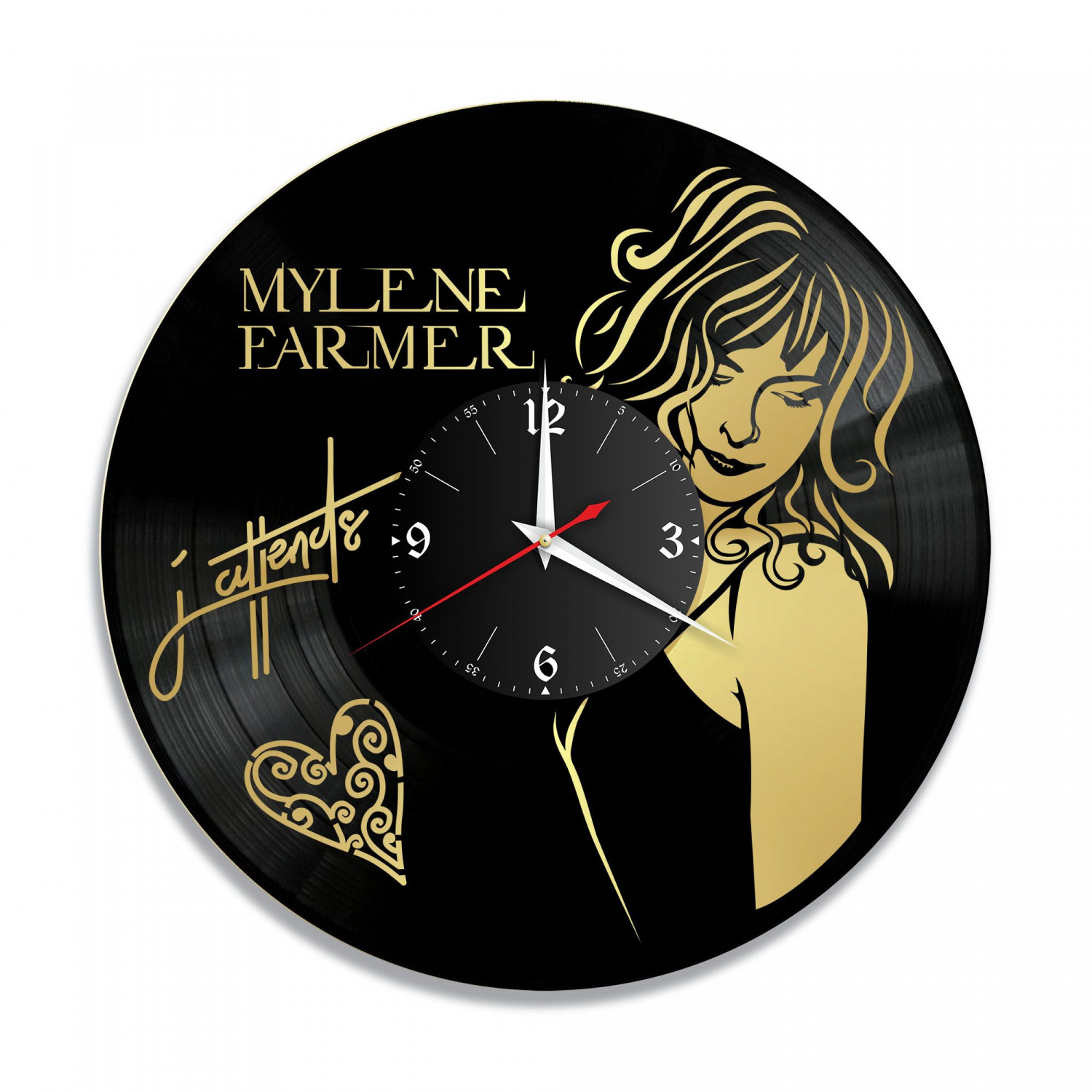 Часы настенные "Mylene Farmer (Милен Фармер), золото" из винила, №3 VC-10224-1