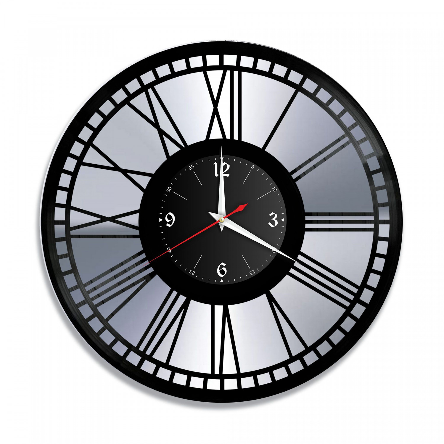 Часы настенные "Цифры, серебро" из винила, №15 VC-10956-2