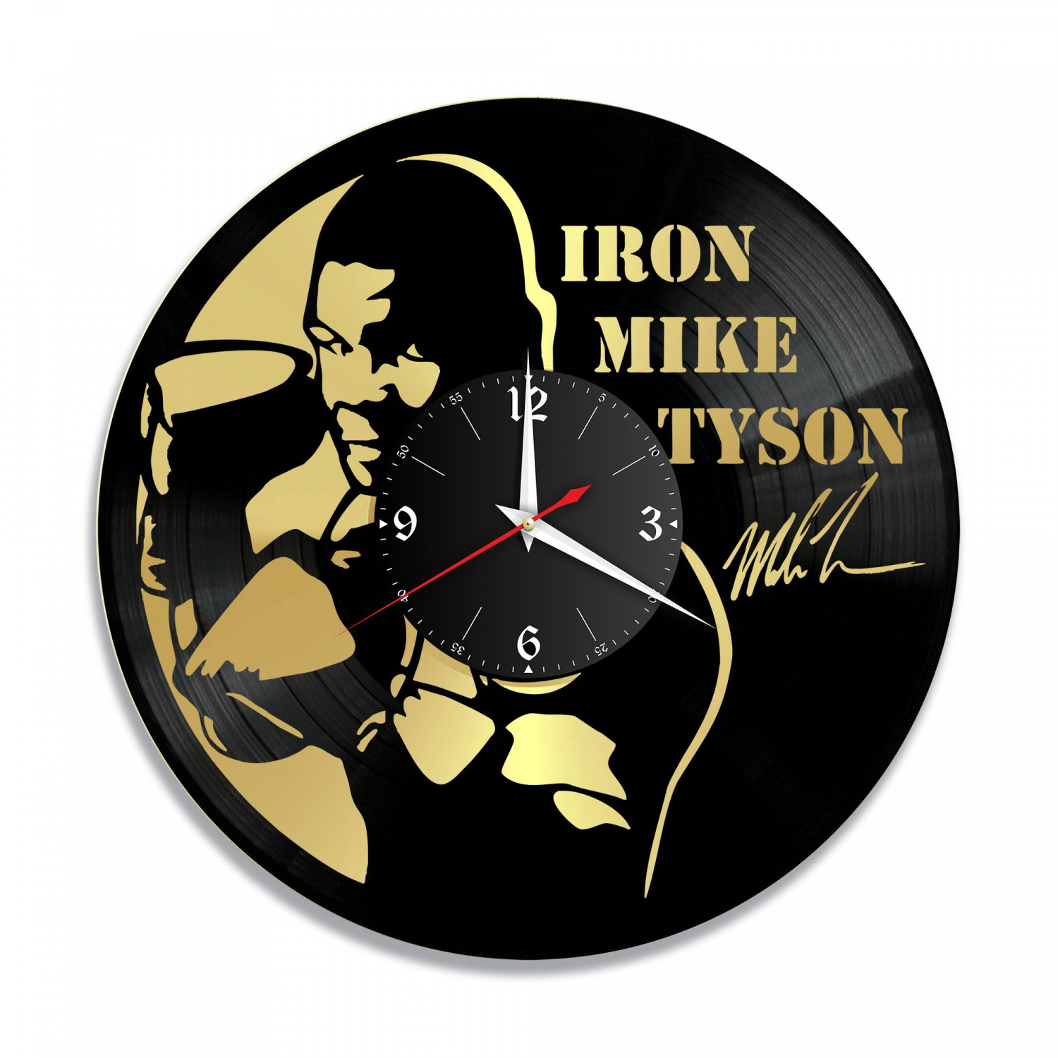 Часы настенные "Майк Тайсон, золото" из винила, №1 VC-10554-1